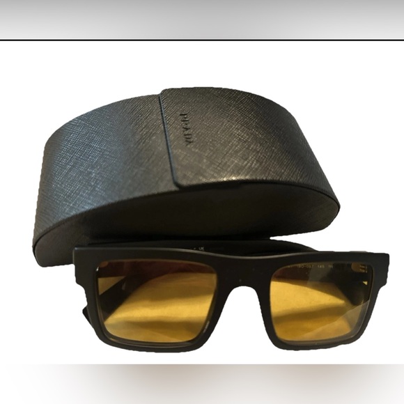 Prada Black Rectangle Sunglasses with Case - Picture 1 of 4